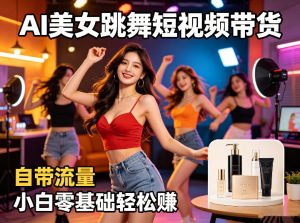 AI美女跳舞短视频带货:自带流量,小白零基础轻松賺,详细拆解-水滴知识网