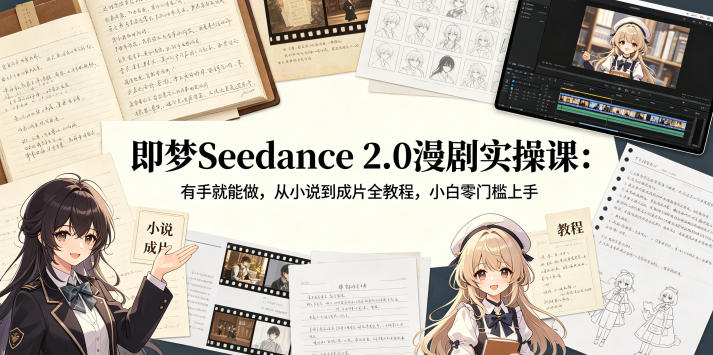 即梦Seedance 2.0漫剧实操课:有手就能做,从小说到成片全教程,小白零门槛上手-水滴知识网