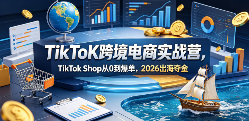 TikToK跨境电商实战营,TikTok Shop从0到爆单,2026出海夺金-水滴知识网