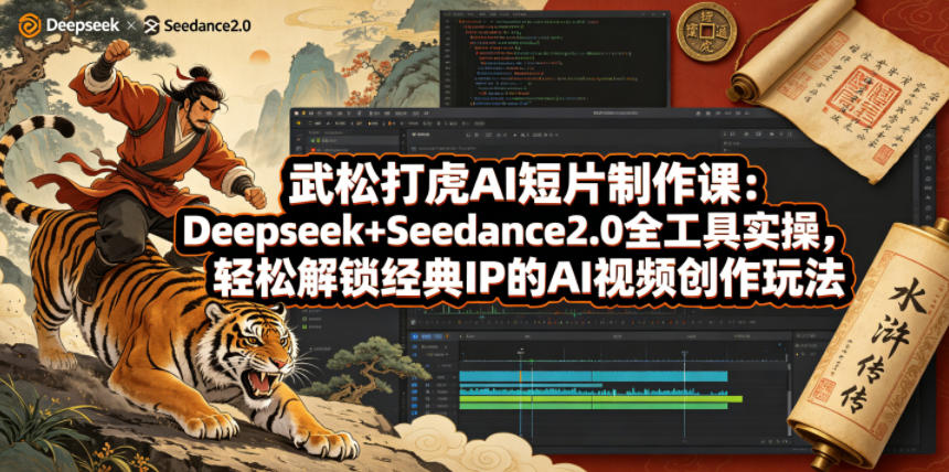 武松打虎AI短片制作课:Deepseek+Seedance2.0全工具实操,轻松解锁经典IP的AI视频创作玩法-水滴知识网