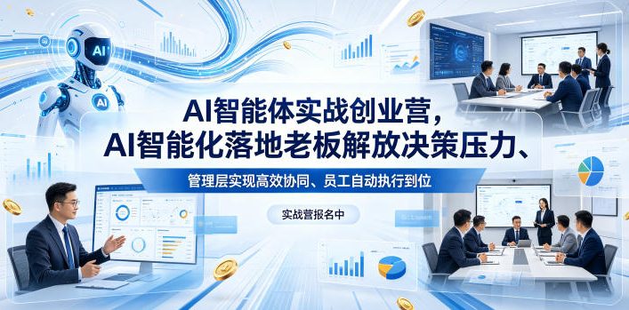 AI智能体实战创业营26年4月23-25号线下课,AI智能化落地老板解放决策压力、管理层实现高效协同、员工自动执行到位-水滴知识网