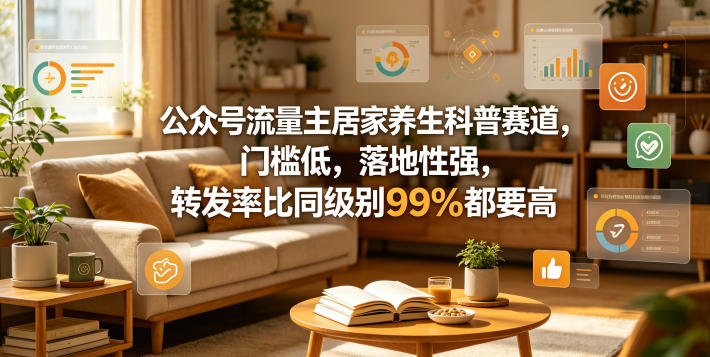 公众号流量主居家养生科普赛道,门槛低,落地性强,转发率比同级别99%都要高-水滴知识网