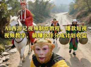 AI西游记视频制作教程,爆款短视频教学,躺賺伙伴分成计划收益-水滴知识网
