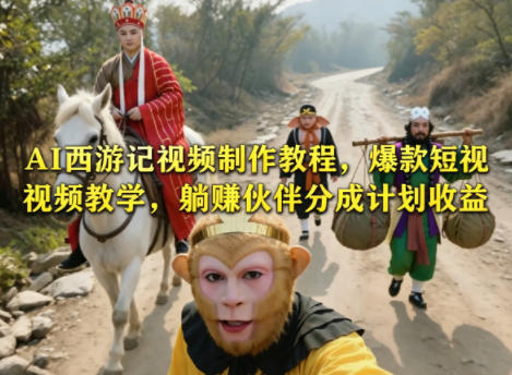 AI西游记视频制作教程,爆款短视频教学,躺賺伙伴分成计划收益-水滴知识网