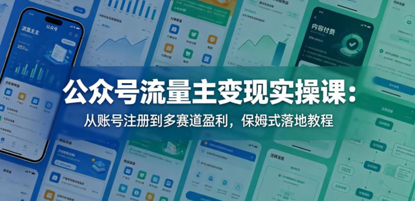 公众号流量主变现实操课:从账号注册到多赛道盈利,保姆式落地教程-水滴知识网