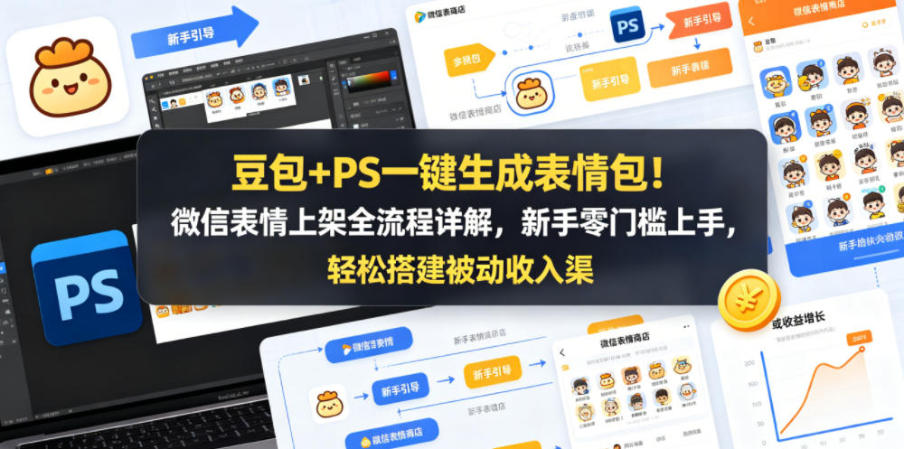 豆包+PS一键生成表情包!微信表情上架全流程详解,新手零门槛上手,轻松搭建被动收入渠道-水滴知识网