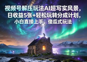视频号解压玩法AI超写实风景,日收益5张+轻松玩转分成计划,小白直接上手,傻瓜式玩法-水滴知识网
