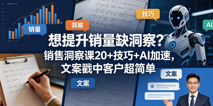 想提升销量缺洞察?销售洞察课20+技巧+AI加速,文案戳中客户超简单【原创双语字幕】-水滴知识网