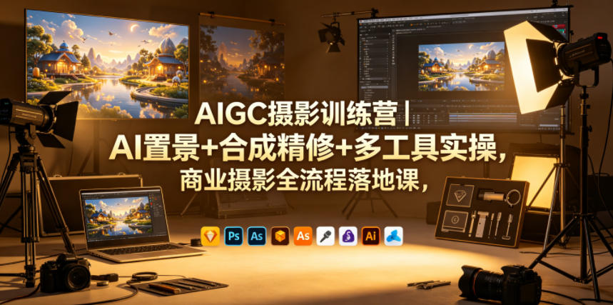 AIGC摄影训练营|AI置景+合成精修+多工具实操,商业摄影全流程落地课-水滴知识网
