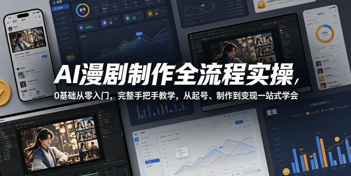 AI漫剧制作全流程实操，0基础从零入门，完整手把手教学，从起号、制作到变现一站式学会-水滴知识网