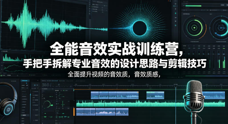 全能音效实战训练营,手把手拆解专业音效的设计思路与剪辑技巧,全面提升视频的音效质感-水滴知识网