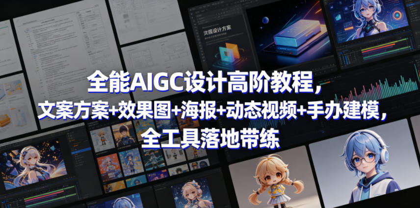 全能AIGC设计高阶教程,文案方案+效果图+海报+动态视频+手办建模,全工具落地带练-水滴知识网