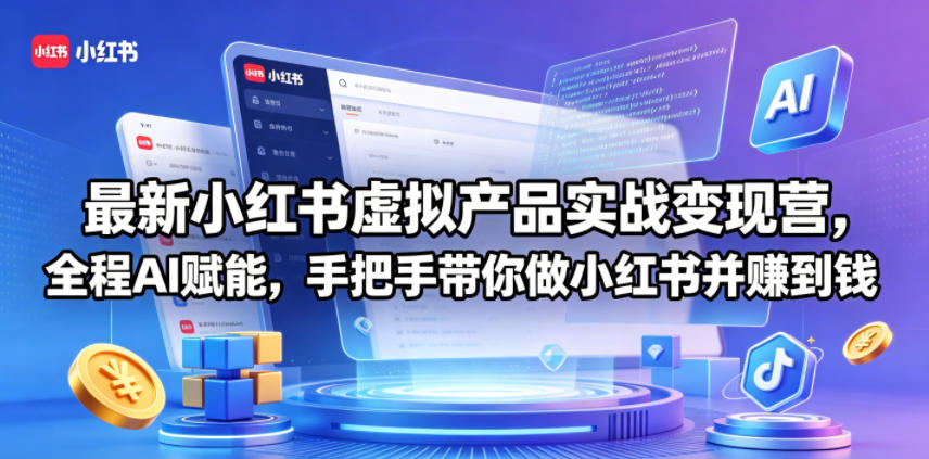 最新小红书虚拟产品实战变现营,全程AI赋能,手把手带你做小红书并赚到钱-水滴知识网