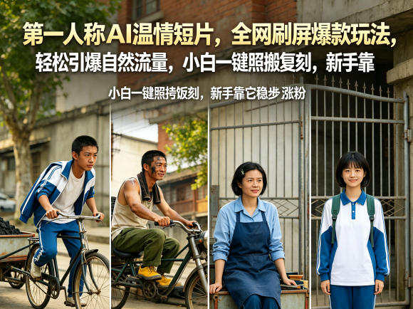 第一人称AI温情短片,全网刷屏爆款玩法,轻松引爆自然流量,小白一键照搬复刻,新手靠它稳步涨粉-水滴知识网