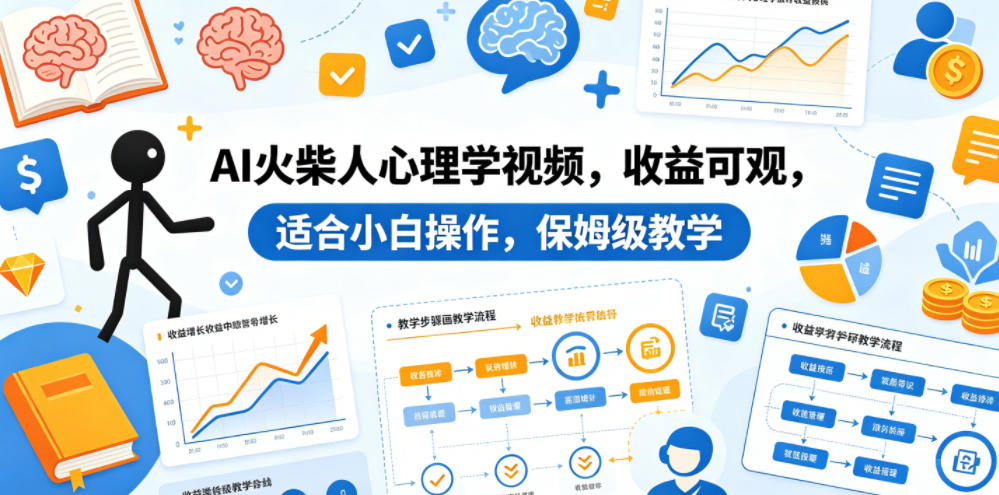 AI火柴人心理学视频，收益可观，适合小白操作，保姆级教学-水滴知识网