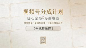 视频号分成计划,暖心定格漫画赛道,爆款频出,变现能力强,可矩阵批量起号【全流程教程】-水滴知识网