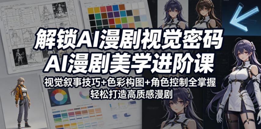 解锁AI漫剧视觉密码，AI漫剧美学进阶课，视觉叙事技巧+色彩构图+角色控制全掌握，轻松打造高质感漫剧-水滴知识网