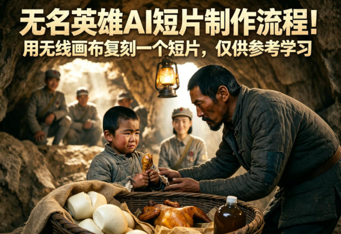 无名英雄AI短片制作流程！用无线画布复刻一个短片，仅供参考学习-水滴知识网