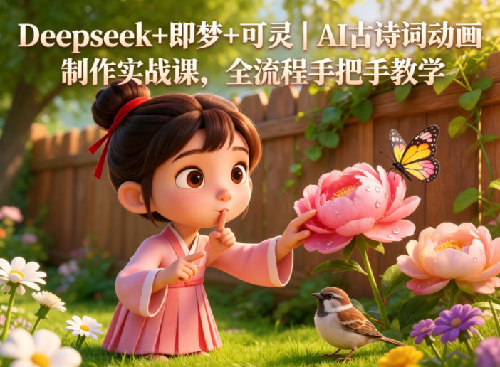 Deepseek+即梦+可灵|AI古诗词动画制作实战课,全流程手把手教学-水滴知识网