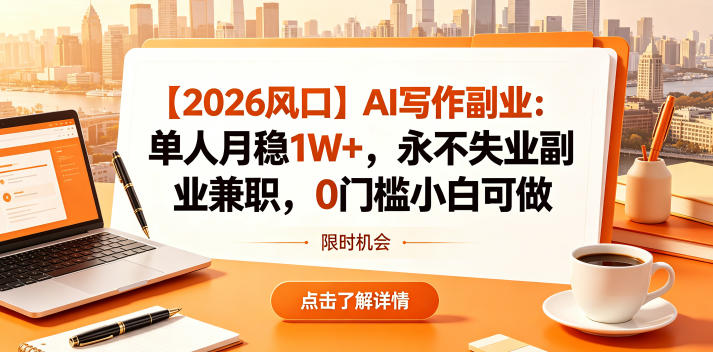 【2026风口】AI写作副业:单人月稳1W+,永不失业副业兼职,0门槛小白可做【揭秘】-水滴知识网