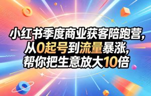 小红书季度商业获客陪跑营,从0起号到流量暴涨,帮你把生意放大10倍-水滴知识网