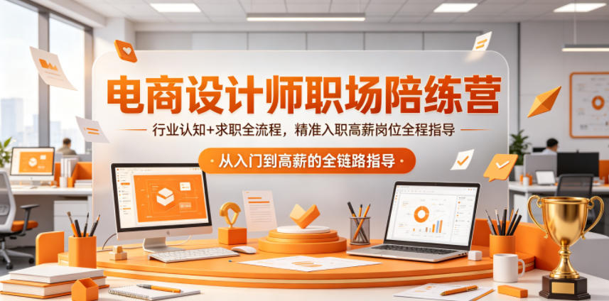 电商设计师职场陪练营,行业认知+求职全流程,精准入职高薪岗位全程指导-水滴知识网