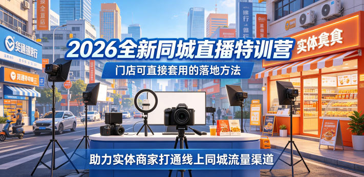2026全新同城直播特训营,门店可直接套用的落地方法,助力实体商家打通线上同城流量渠道-水滴知识网