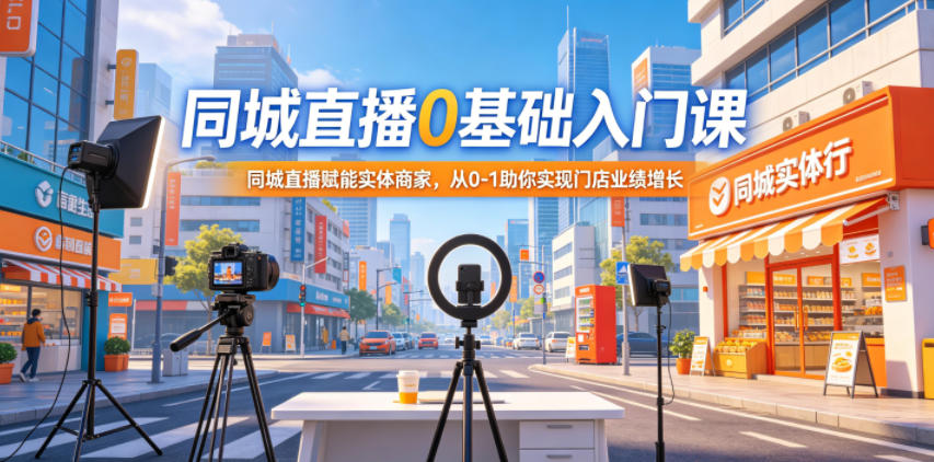 同城直播0基础入门课,同城直播赋能实体商家,从0-1助你实现门店业绩增长-水滴知识网