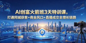 AI创富火箭班3天特训课,打通同城获客+商业风口+直播成交全增长链路,2026年4月新课-水滴知识网