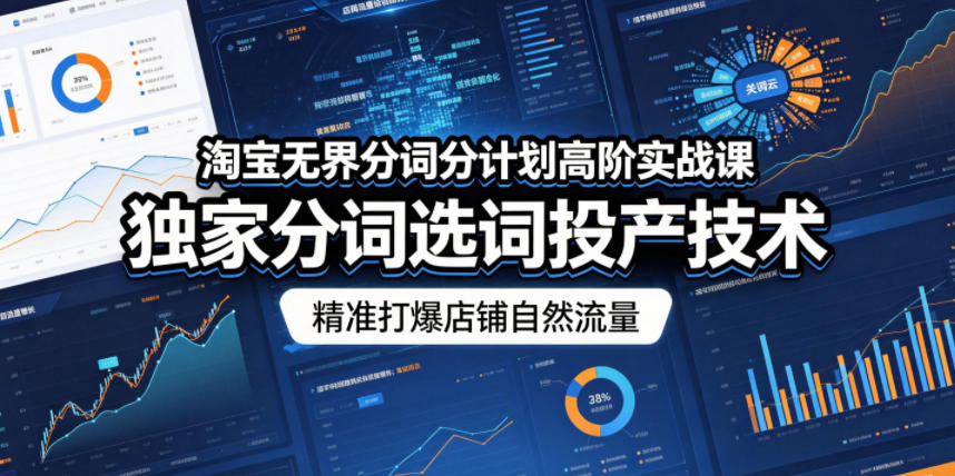 淘宝无界分词分计划高阶实战课,独家分词选词投产技术,精准打爆店铺自然流量-水滴知识网