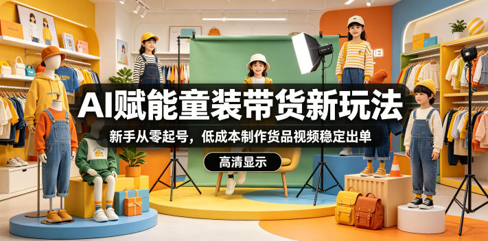 AI赋能童装带货新玩法,新手从零起号,低成本制作货品视频稳定出单-水滴知识网