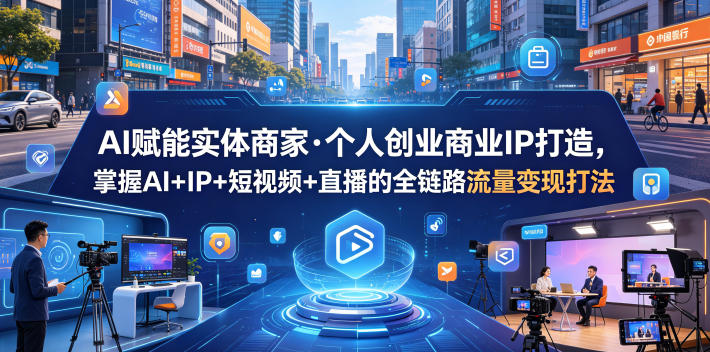 AI赋能实体商家·个人创业商业IP打造,掌握AI+IP+短视频+直播的全链路流量变现打法-水滴知识网