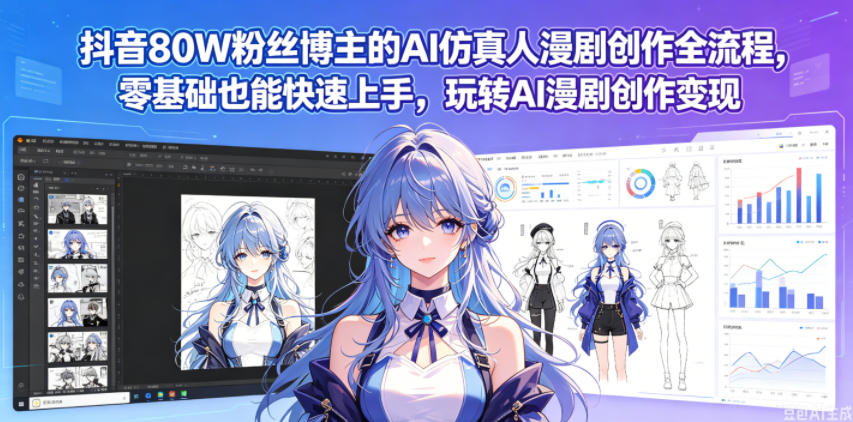 抖音80W粉丝博主的AI仿真人漫剧创作全流程,零基础也能快速上手,玩转AI漫剧创作变现-水滴知识网