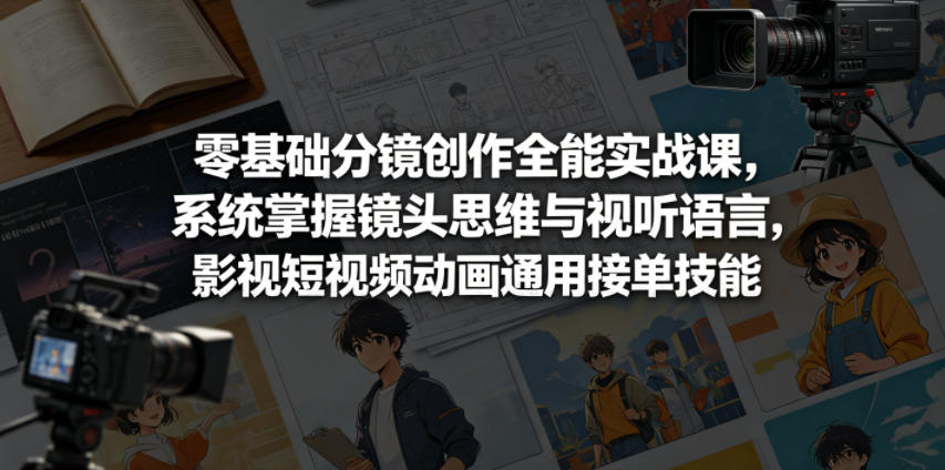 零基础分镜创作全能实战课,系统掌握镜头思维与视听语言,影视短视频动画通用接单技能-水滴知识网