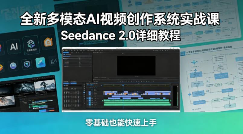 全新多模态AI视频创作系统实战课,Seedance 2.0详细教程,零基础也能快速上手-水滴知识网