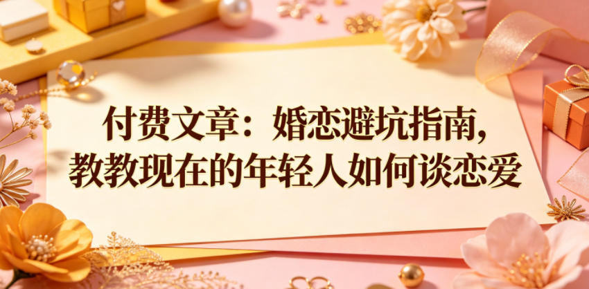 付费文章：婚恋避坑指南，教教现在的年轻人如何谈恋爱-水滴知识网