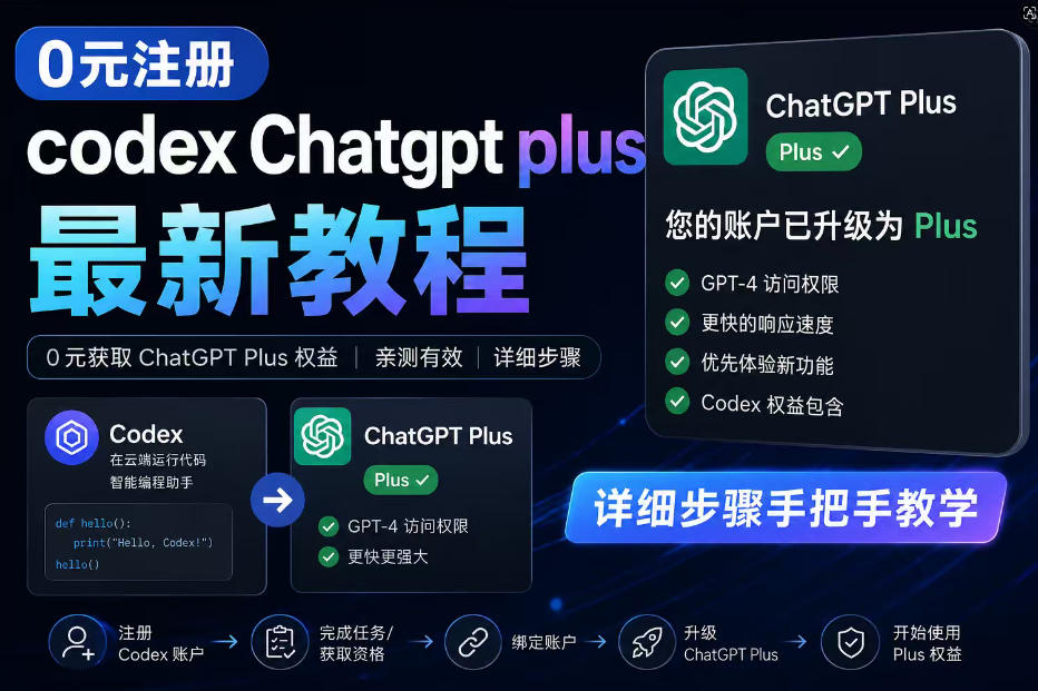 0元全自动注册codex gpt plus最新教程,0元获取GPT Plus权益,手把手详细教学-水滴知识网