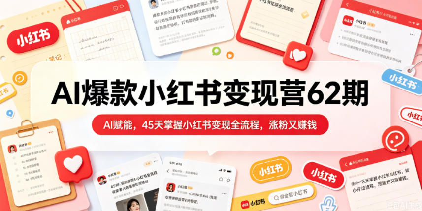 AI爆款小红书变现营62期2026年5月,AI赋能,45天掌握小红书变现全流程,涨粉又賺钱-水滴知识网