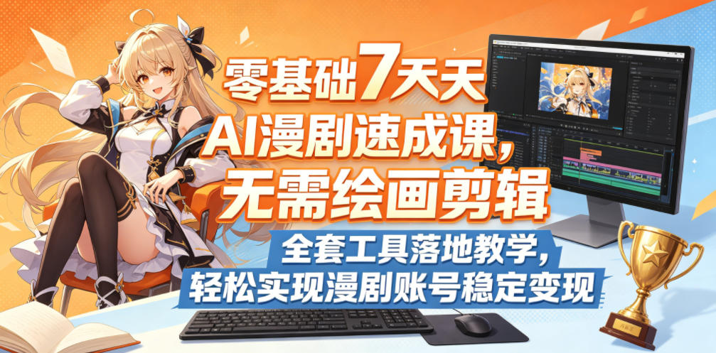 零基础7天AI漫剧速成课,无需绘画剪辑,全套工具落地教学,轻松实现漫剧账号稳定变现-水滴知识网