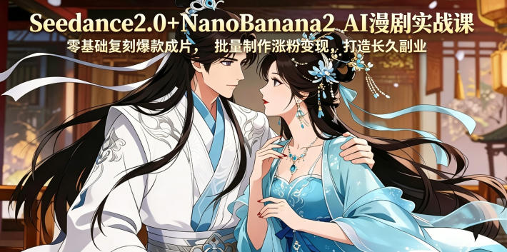 Seedance2.0+NanoBanana2 AI漫剧实战课,零基础复刻爆款成片涨粉变现,打造长久副业收益-水滴知识网