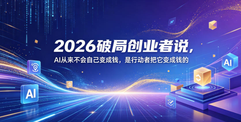 2026破局创业者说，AI从来不会自己变成钱，是行动者把它变成钱的【文档】-水滴知识网