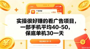 实操很好做的看广告项目,一部手机平均40-50,保底30单机一天【揭秘】-水滴知识网