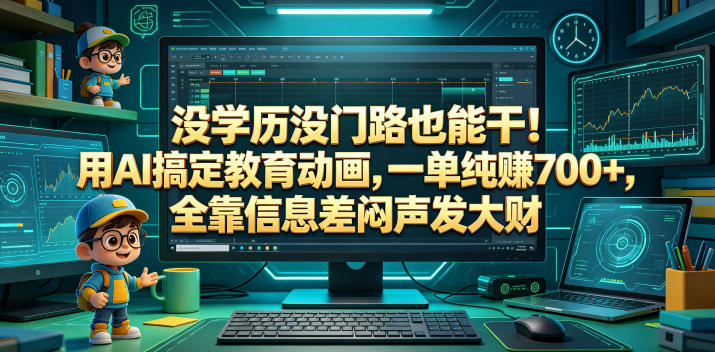 没学历没门路也能干！用AI搞定教育动画，一单纯賺700+，全靠信息差闷声发大财【揭秘】-水滴知识网