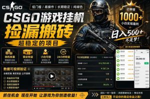 CSGO游戏搬砖,全自动挂G,不需要玩游戏,手机操作日入300+,解放双手【揭秘】-水滴知识网