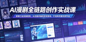 AI漫剧全链路创作实战课,紧跟行业发展趋势,从选题改编到变现落地,打造高流量优质作品-水滴知识网
