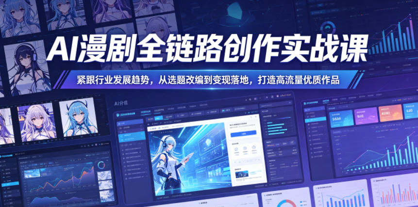 AI漫剧全链路创作实战课,紧跟行业发展趋势,从选题改编到变现落地,打造高流量优质作品-水滴知识网