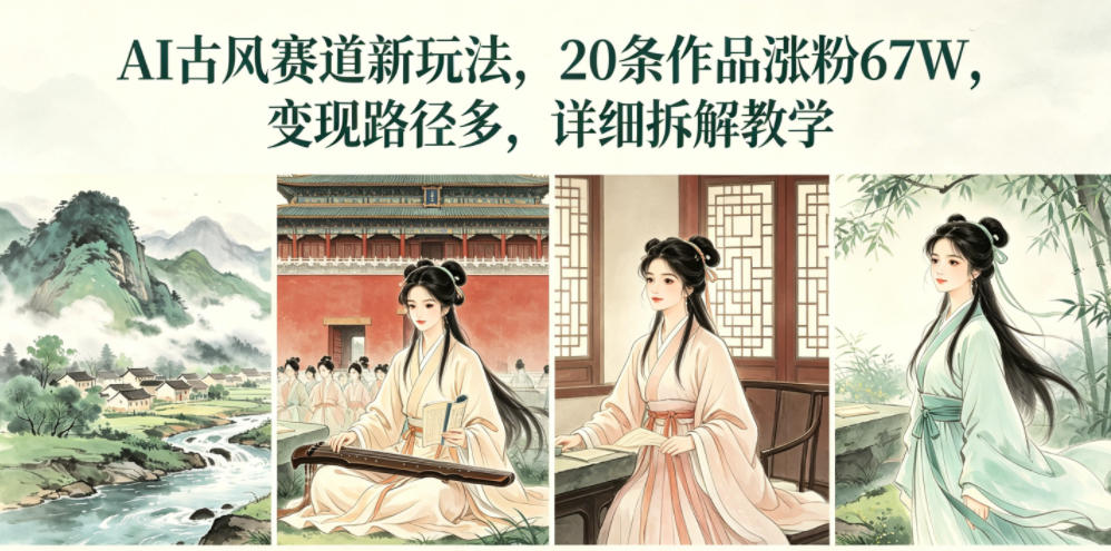 AI古风赛道新玩法,20条作品涨粉67W,变现路径多,详细拆解教学-水滴知识网