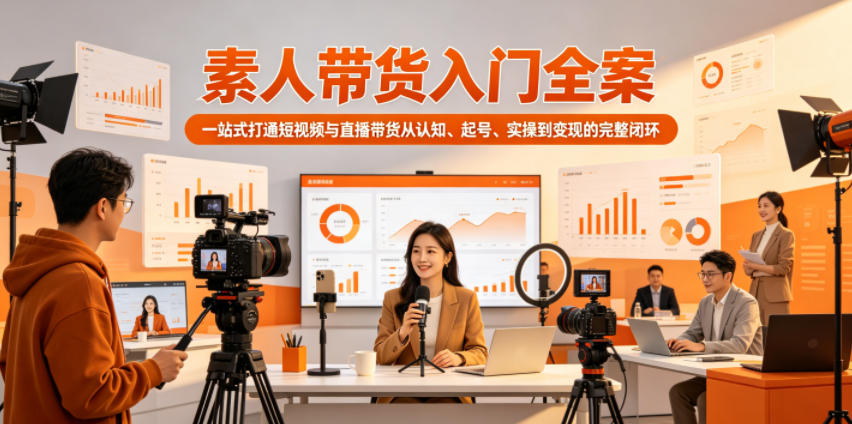 素人带货入门全案,一站式打通短视频与直播带货从认知、起号、实操到变现的完整闭环-水滴知识网