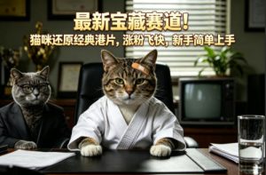 最新宝藏赛道!猫咪还原经典港片,涨粉飞快,新手简单上手-水滴知识网