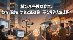 某公众号付费文章:教你混社会:怎么做正确的、不吃亏的人生选择?-水滴知识网